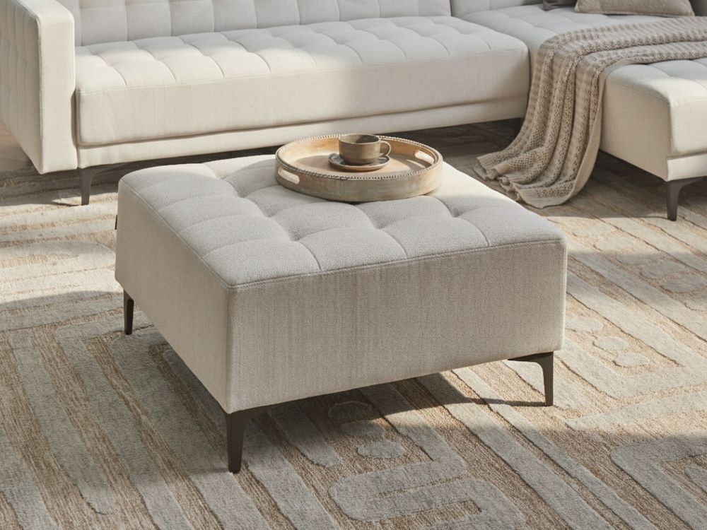 Ottoman ABERDEEN Fabric Off-White