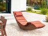 Acacia Wood Garden Sun Lounger Light with Cushion Red BRESCIA II_934509