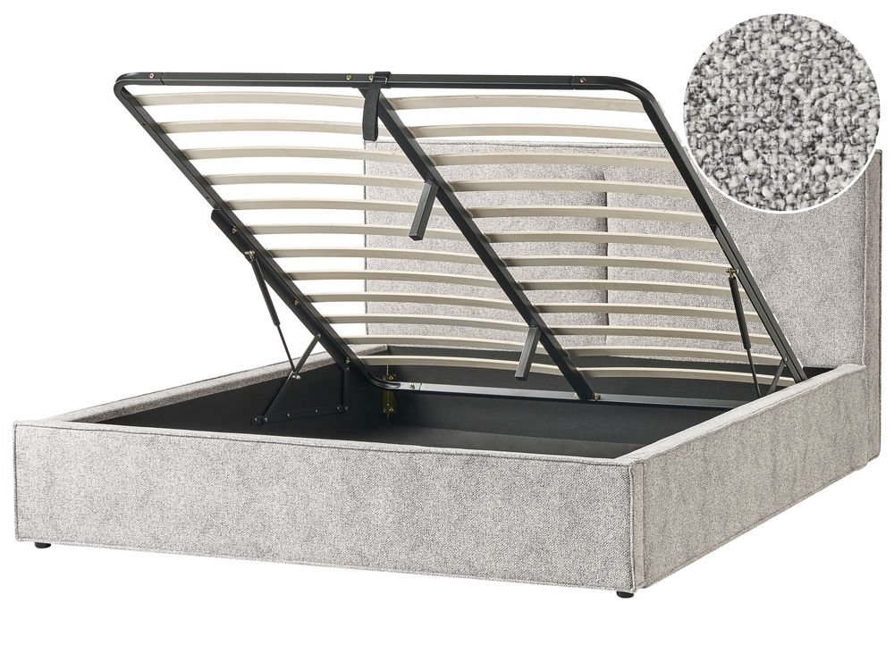 Lit ottoman MOISSAC Velours tricoté Noir/blanc 180 x 200 cm