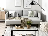 Divano letto 3 posti EKSJO con contenitore Tessuto Grigio chiaro_730606