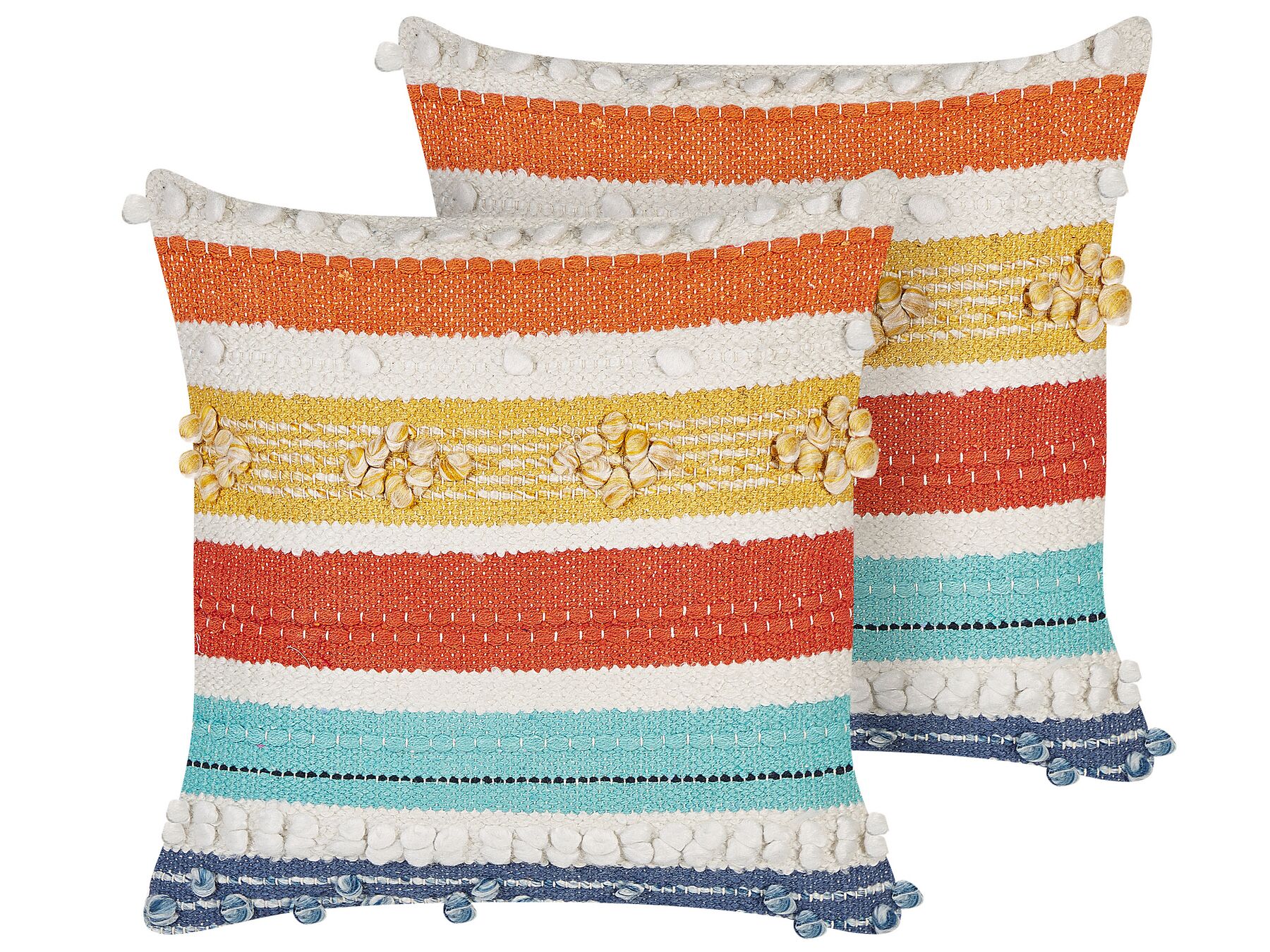 Conjunto de 2 almofadas decorativas em algodão multicolor às riscas 45 x 45 cm DICLIPTERA_843453