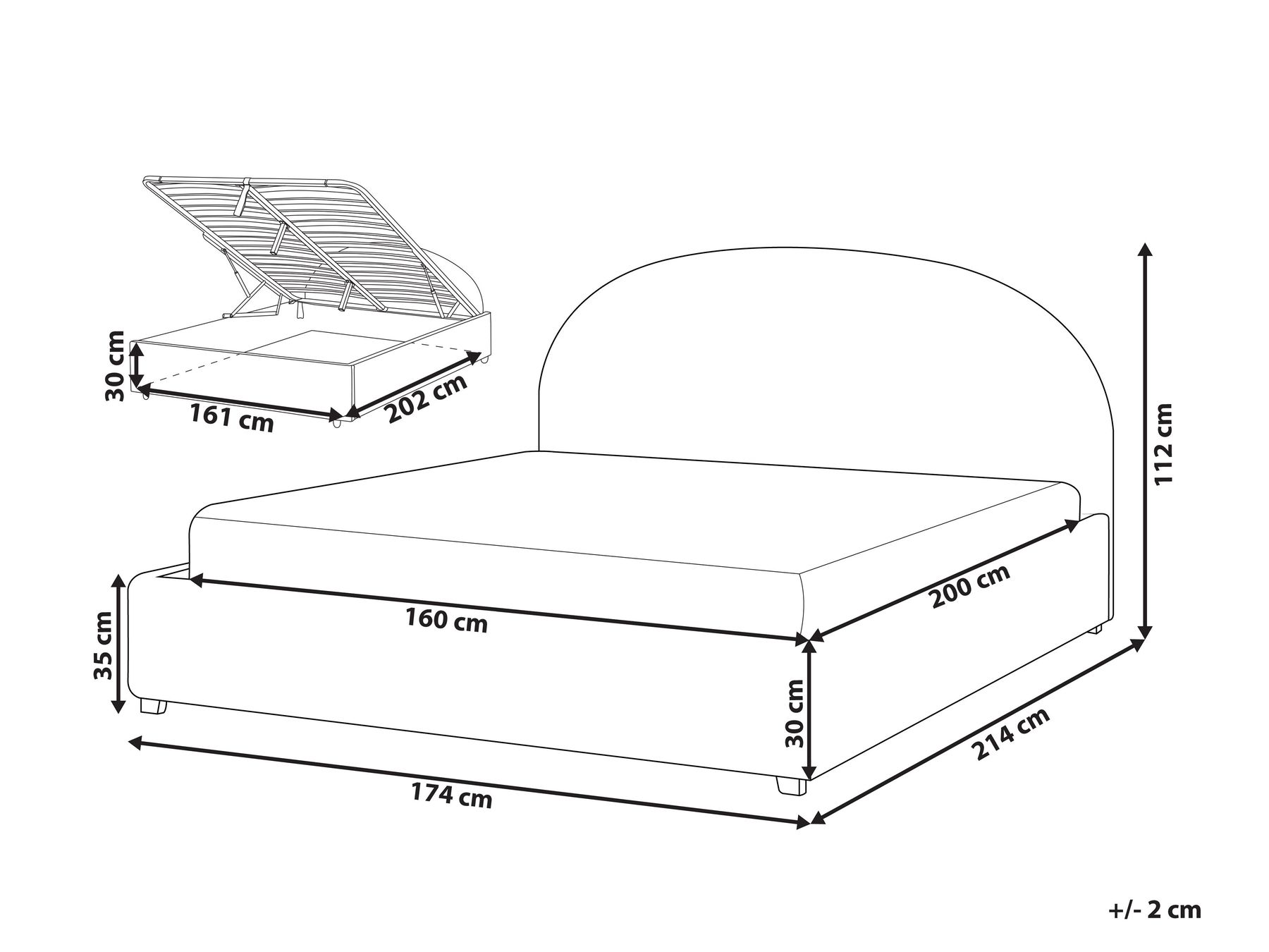 Ottoman Bed VAUCLUSE Chenille Light Blue 160 x 200 cm (EU King Size)_968785