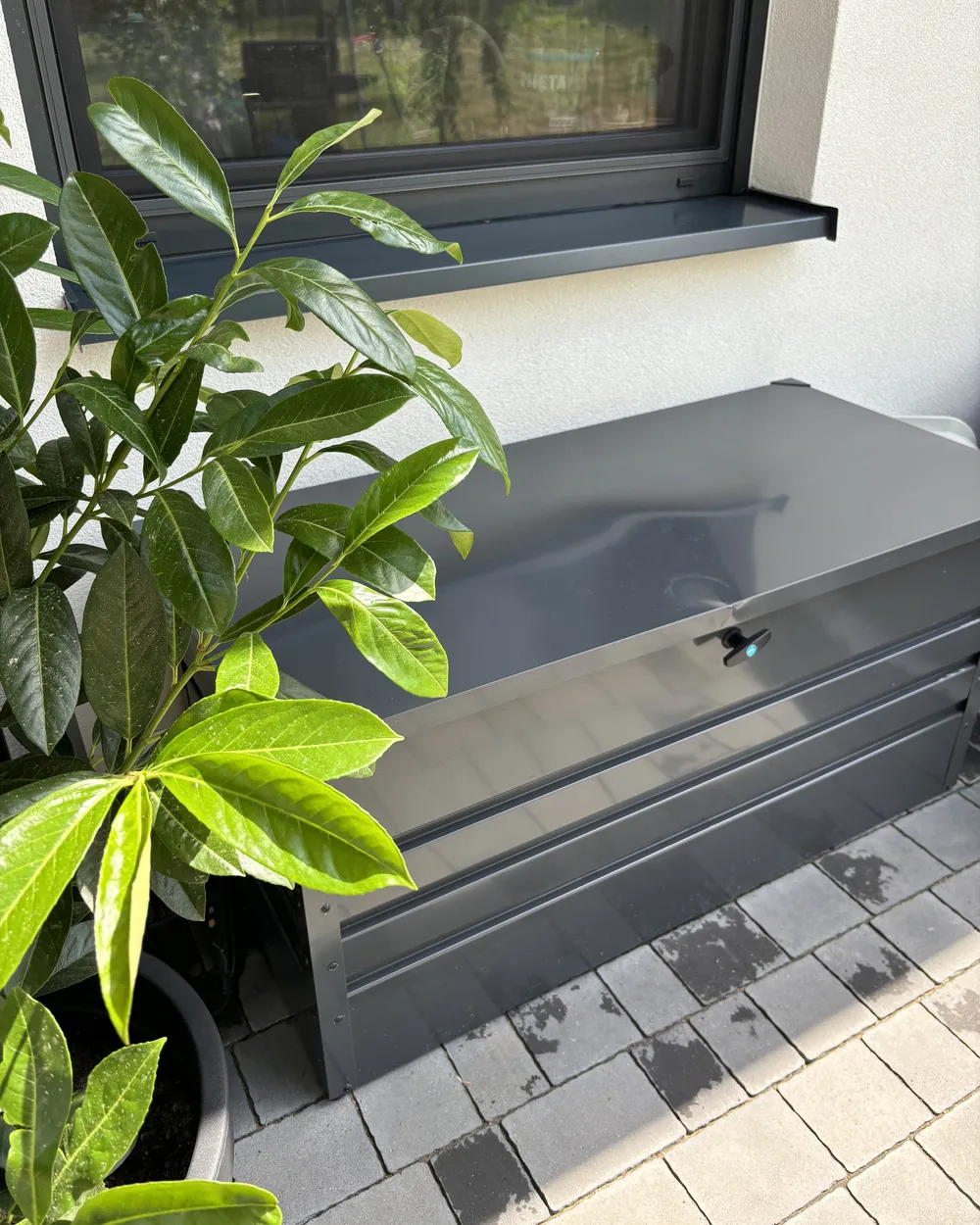 Skrzynia ogrodowa CEBROSA 132 cm 62 cm Metal Grafitowy_923117