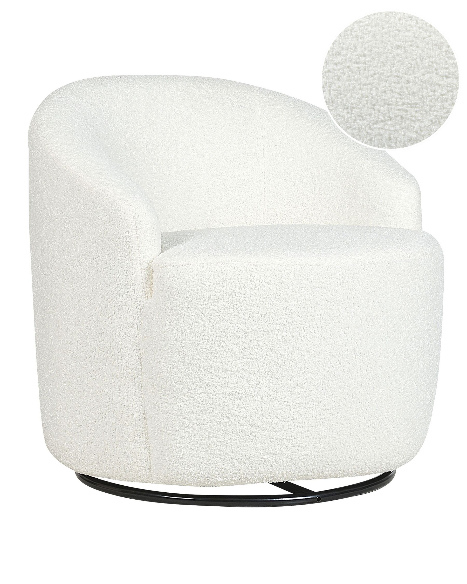 Fauteuil bouclé pivotant blanc DAVIK_875279