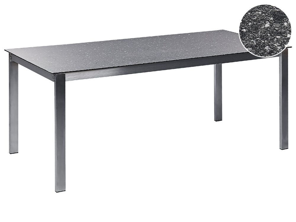 Garden Dining Table COSOLETO 180 cm 90 cm Glass Black