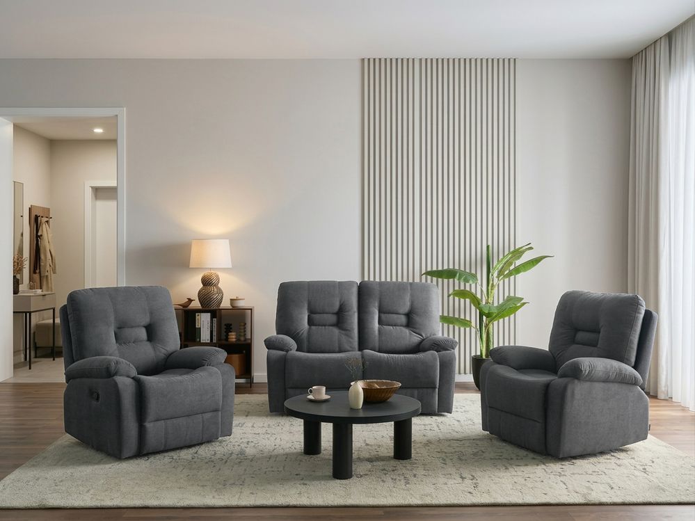 Set de living cu recliner manual cu 4 locuri BERGEN Gri grafit