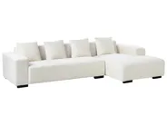 Corner Sofa 4 Seater LUNGO Boucle White Left Hand_962377