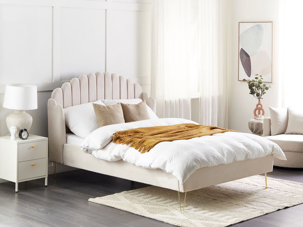 Säng med lamellram AMBILLOU 140 x 200 cm Ljusbeige