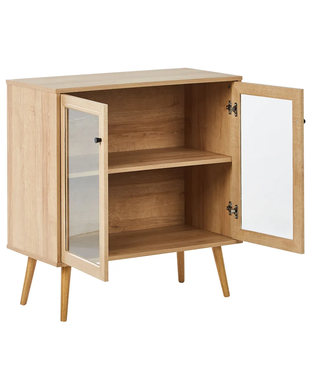 Glass Display Sideboard ALBANY 80 cm Light Brown_963431