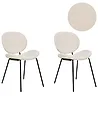 Set of 2 Dining Chairs LUANA Boucle White