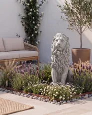 Garden Statue LEONE Lion Light Grey_1150341