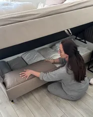 Divan Bed with Storage OFFICER Fabric Taupe 180 x 200 cm (EU Super King)_1050418