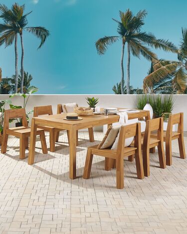 Set of 6 Acacia Wood Garden Chairs LIVORNO