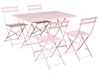 Garden Dining Set 4 Seater FIORI Folding Metal Pastel Pink