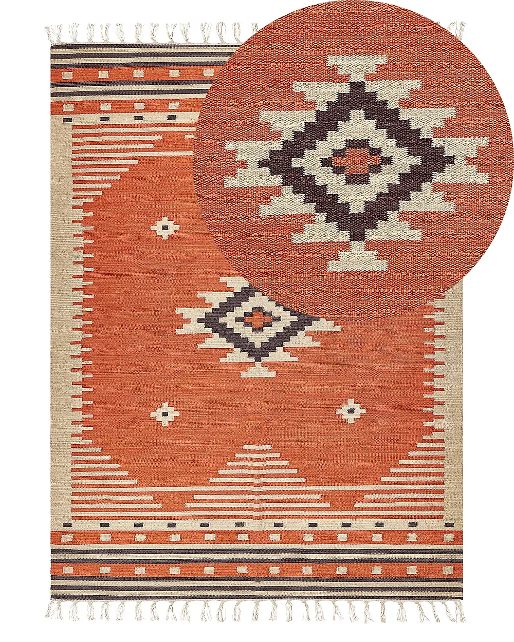 Rug GAVAR Orange 140 x 200 cm Kilim Cotton - Beliani.dk