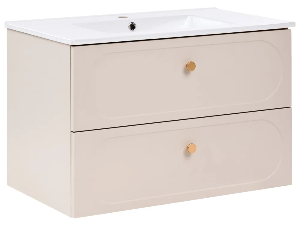 Wall Mounted Vanity Unit with Basin TARUMIR 80 cm Beige