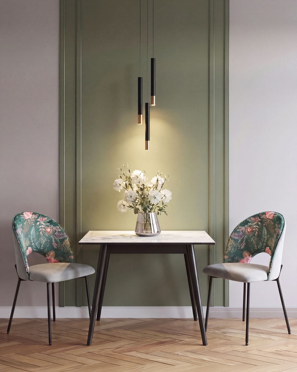 Set of 2 Dining Chairs COVELO Velvet Mint Green