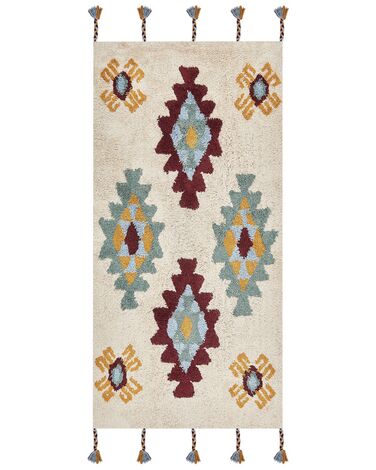 Teppich Baumwolle mehrfarbig 80 x 150 cm geometrisches Muster DUZCE