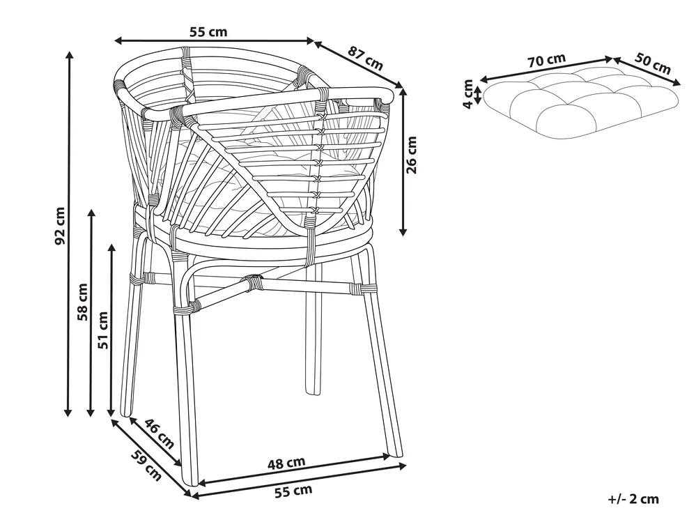 Culla Rattan GRUISSAN 50 x 70 cm Naturale_885444