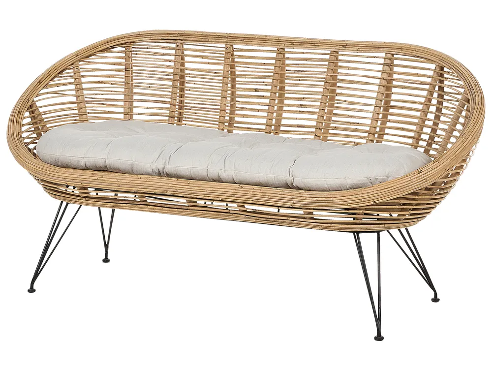 Garden Lounge Set with Table 4 Seater MARATEA/CESENATICO Rattan Natural_878762