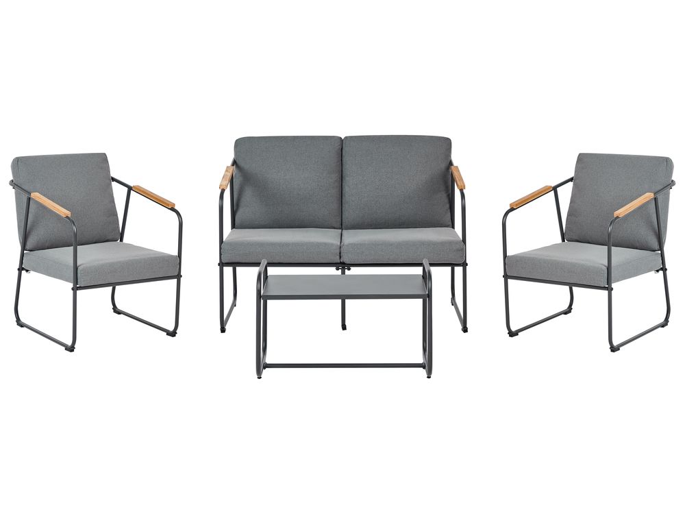 Garden Lounge Set with Table 4 Seater VEZZANA Metal Grey