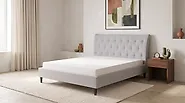 Bed Fabric SAVERNE 160 x 200 cm (EU King Size) Light Grey_1182309