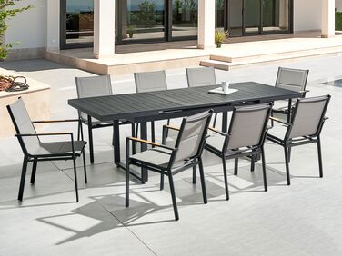 8 Seater Aluminium Garden Dining Set Black VALCANETTO/BUSSETO