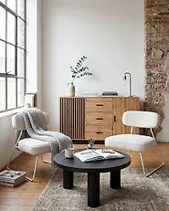 Conjunto de 2 sillones FROVI Tela Blanco crema_1186068