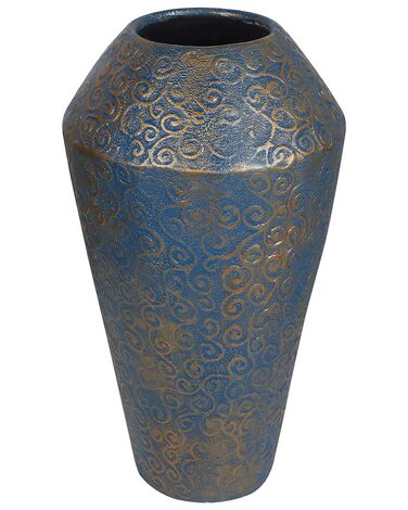 Decoratieve vaas goud/turquoise keramiek MASSA
