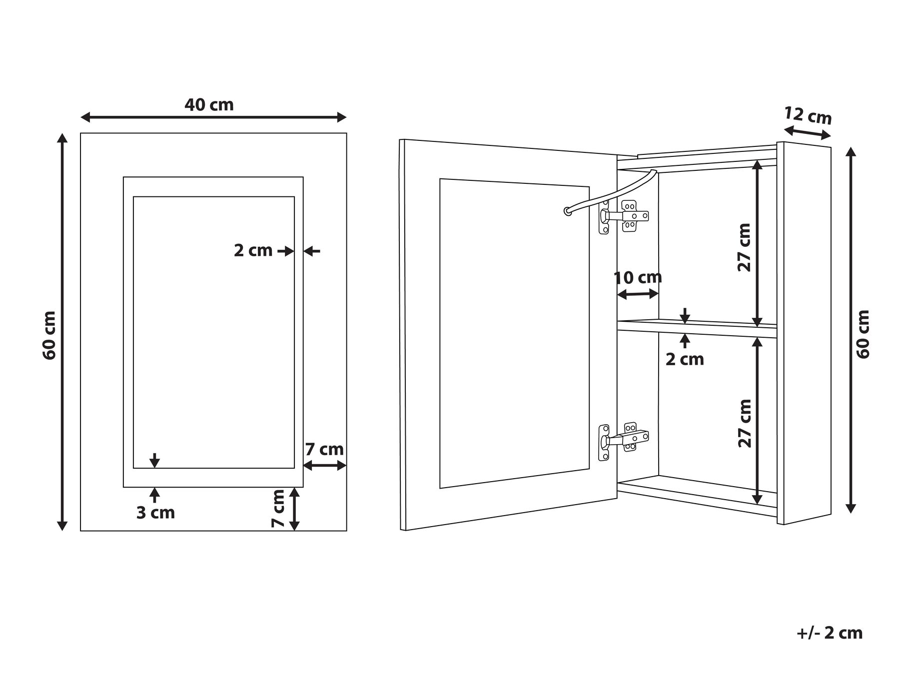 Armoire De Toilette Murale LED MALASPINA 40 Cm 60 Cm Noir Beliani fr