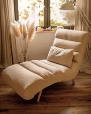 Chaiselongue RIVES Bouclé Beige_1172829