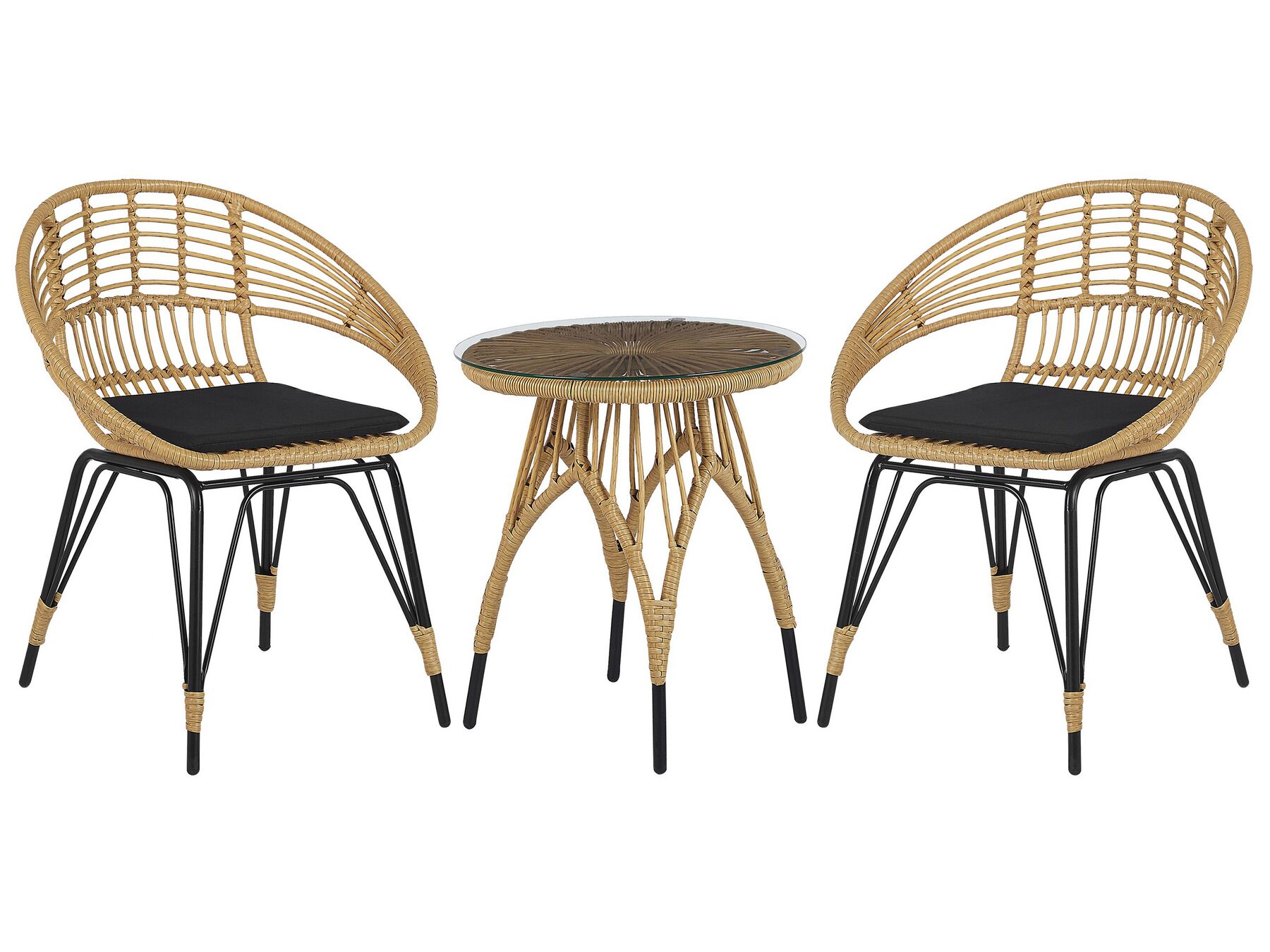 PE Rattan Bistro Set Natural with Black PELLARO_809766