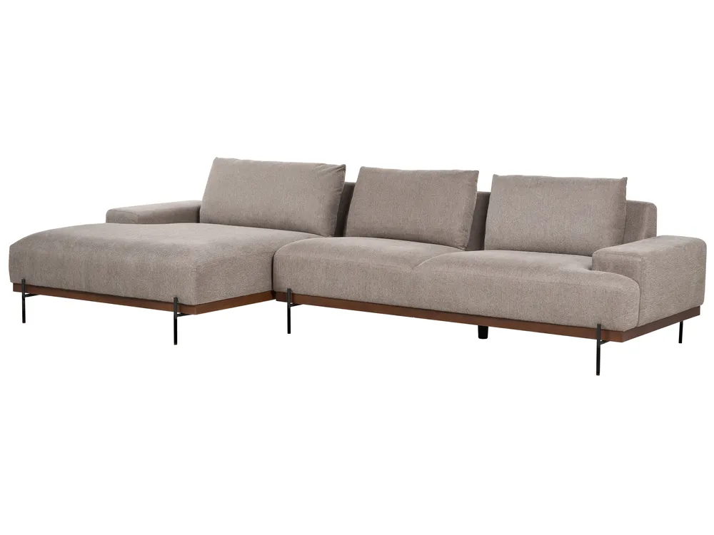Corner Sofa 4 Seater MARIFERD Fabric Light Brown Right Hand_903275