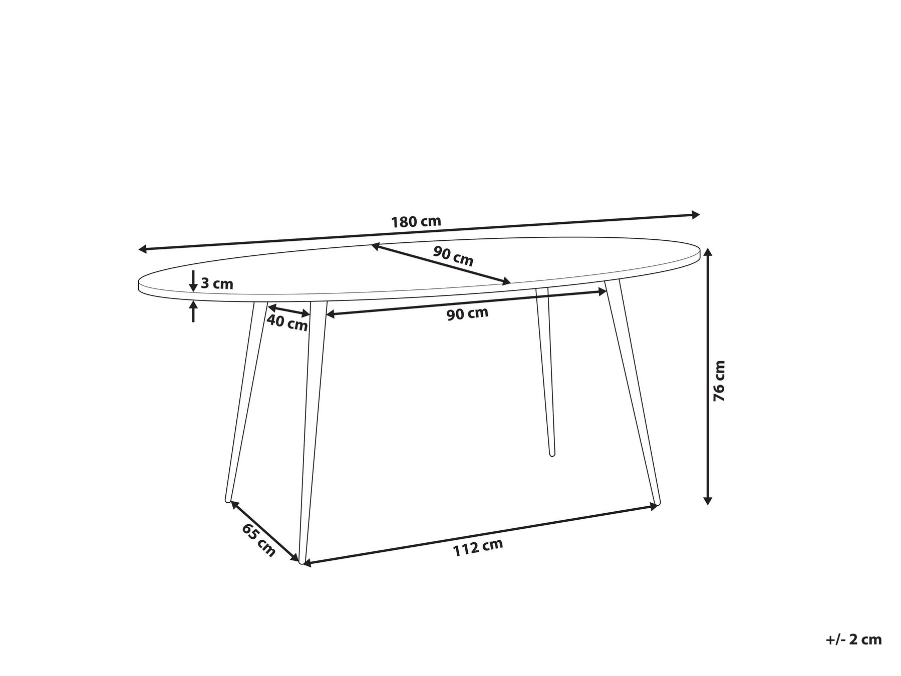 Oval Dining Table 180 x 90 cm Dark Wood with Black OTTAWA_776010