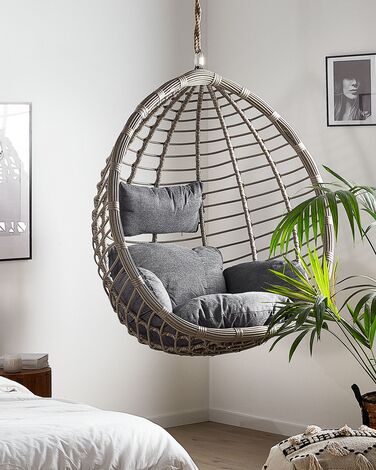 PE Rattan Hanging Chair Grey TOLLO