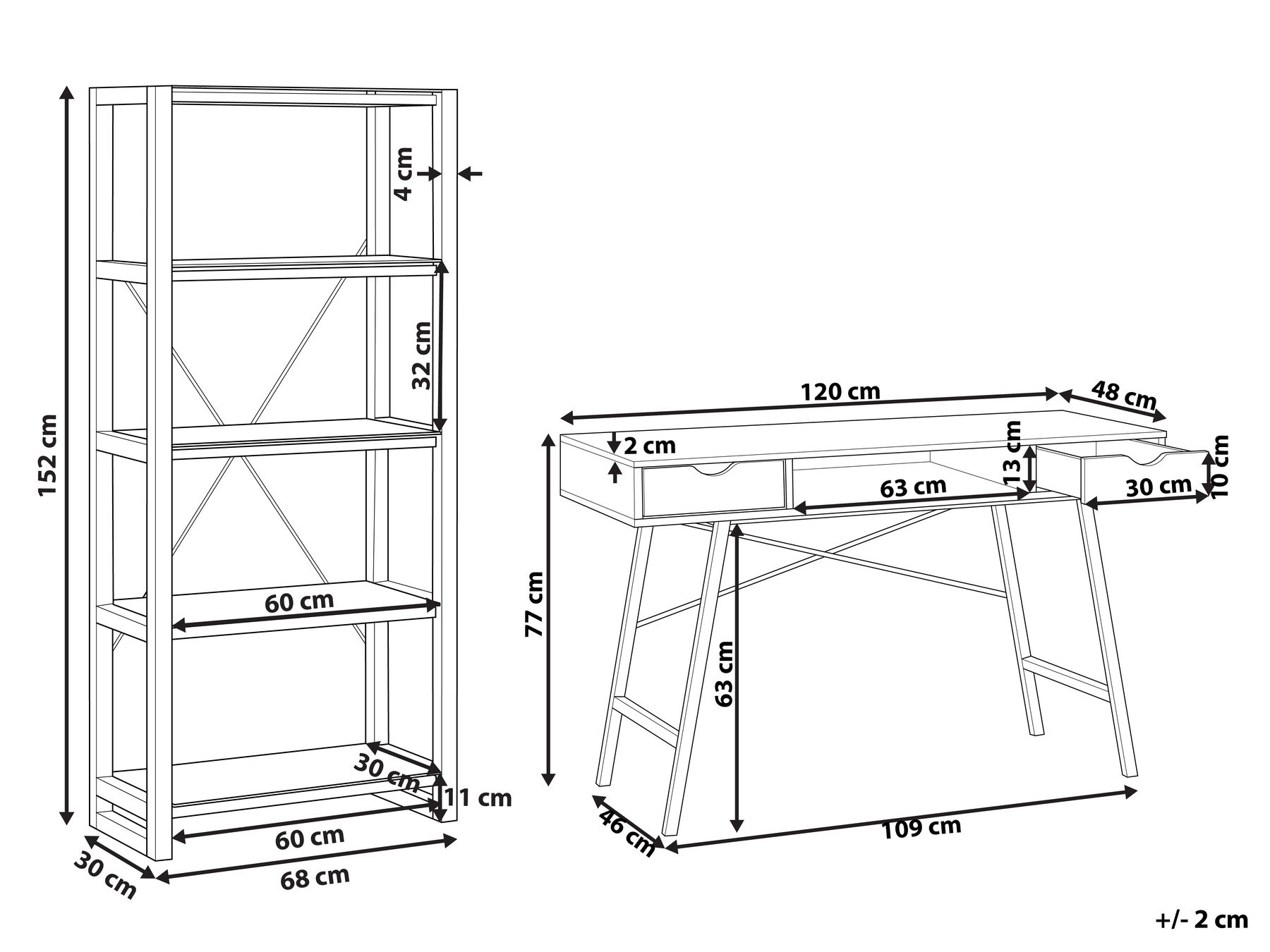 Home Office Set White and Light Wood JENKS/CLARITA_843323