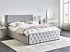 Ottoman Bed AMIENS Fabric Light Grey 160 x 200 cm (EU King Size)