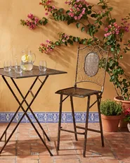 Set of 2 Garden Bar Chairs BORMIO Folding Metal Black_966364