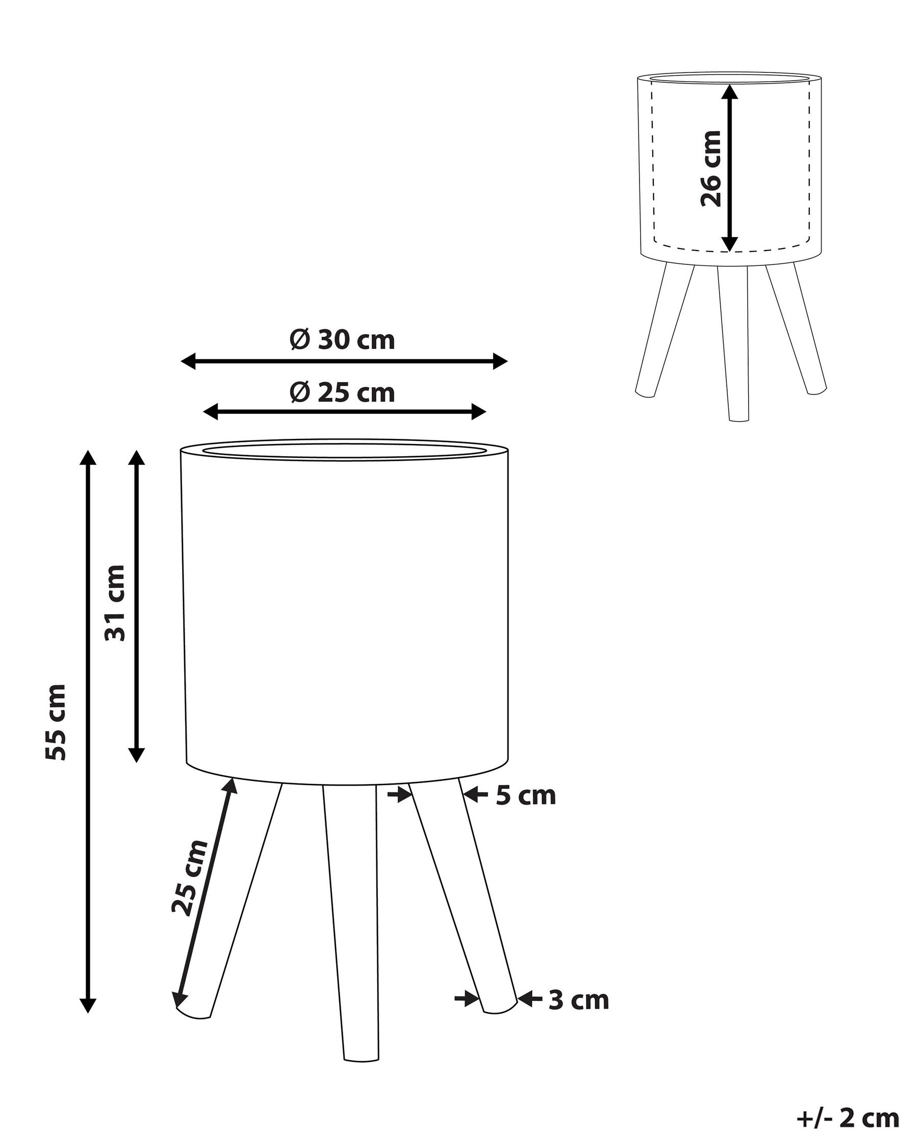 Donica na nóżkach NAUSA 30 cm Jasnoszary_808770