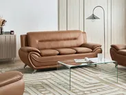 Living Room Set 6 Seater LEIRA Faux Leather Golden Brown_1058420