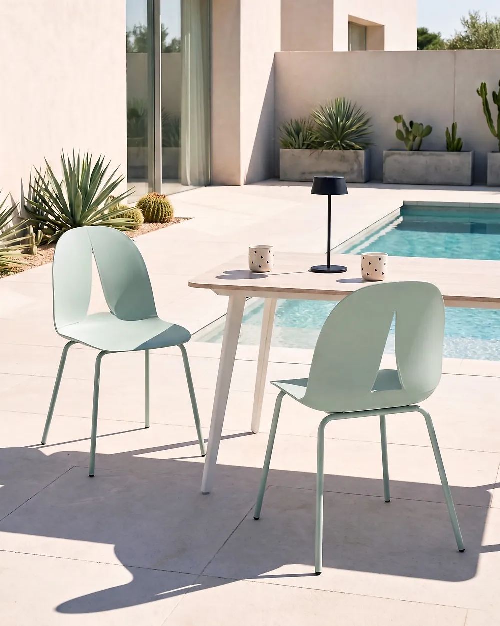Set of 2 Garden Chairs BOLGHERI Armless Light Green