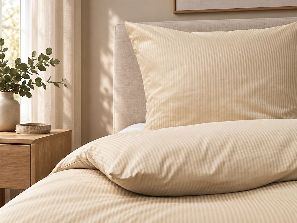 Påslakanset AVONDALE 135 x 200 cm Bomullssatin Beige