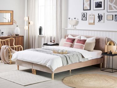 Velvet EU King Size Divan Bed Beige MARQUISE