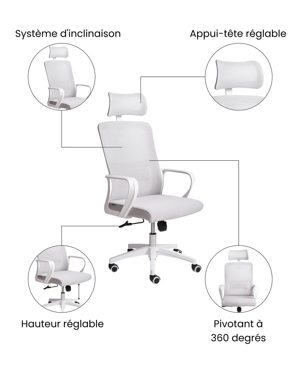 Chaise de bureau MONARCH Gris clair_1073742