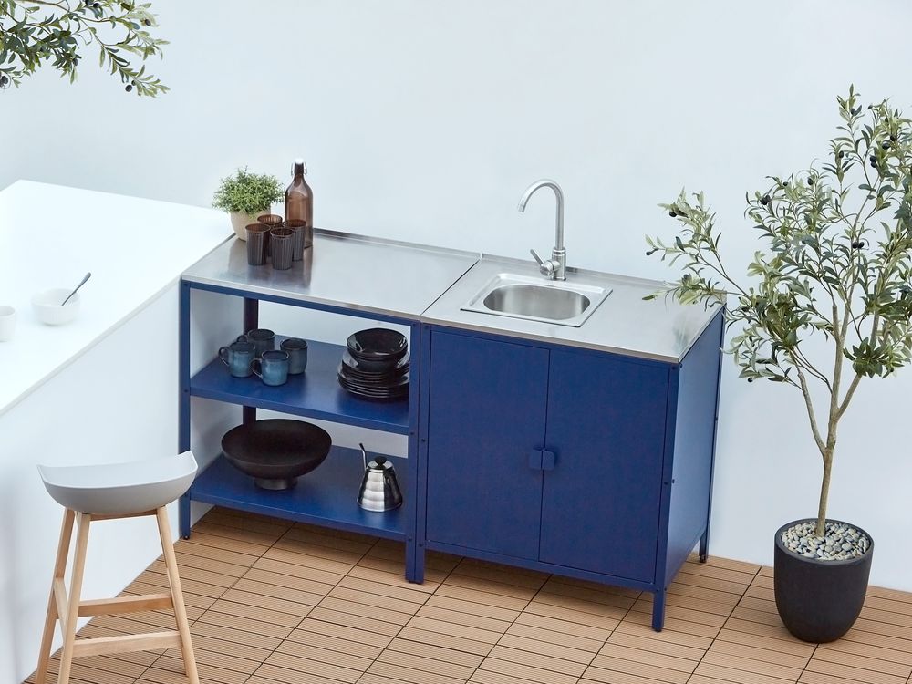 Conjunto de cozinha exterior de 2 peças com lava-louça VILAMA Azul Metal