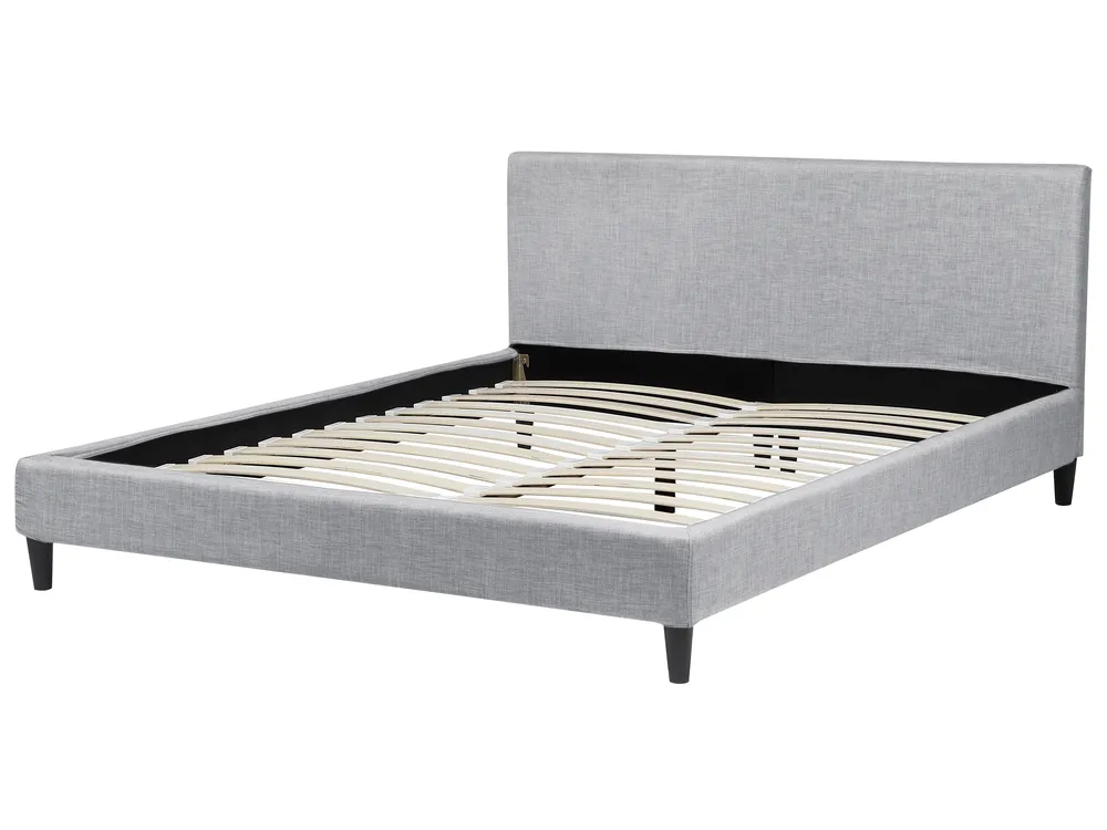 Lit avec sommier Tissu FITOU 160 x 200 cm Gris clair_875256