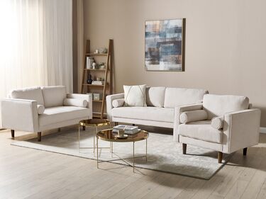 6 Seater Fabric Living Room Set Beige NURMO