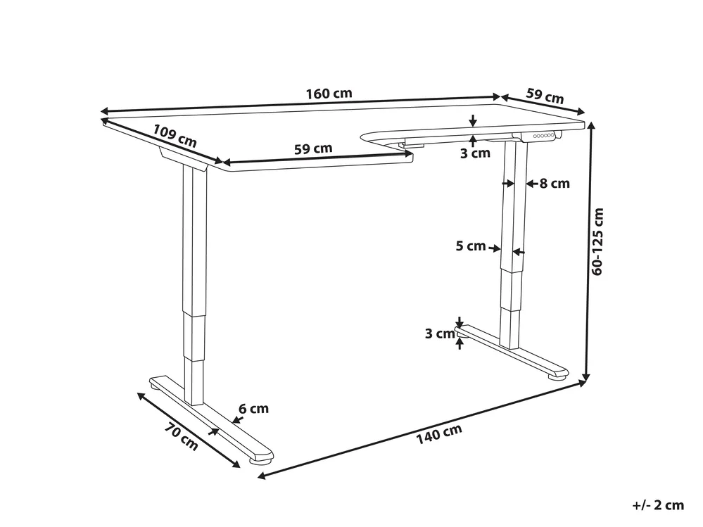 Electric Adjustable Corner Desk DESTINES 160 cm 109 cm Black Left Hand_927791