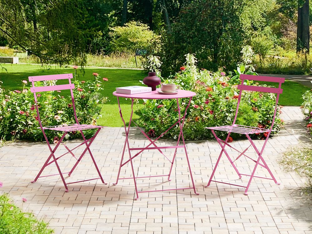 Steel Garden Bistro Set Pink FIORI Beliani