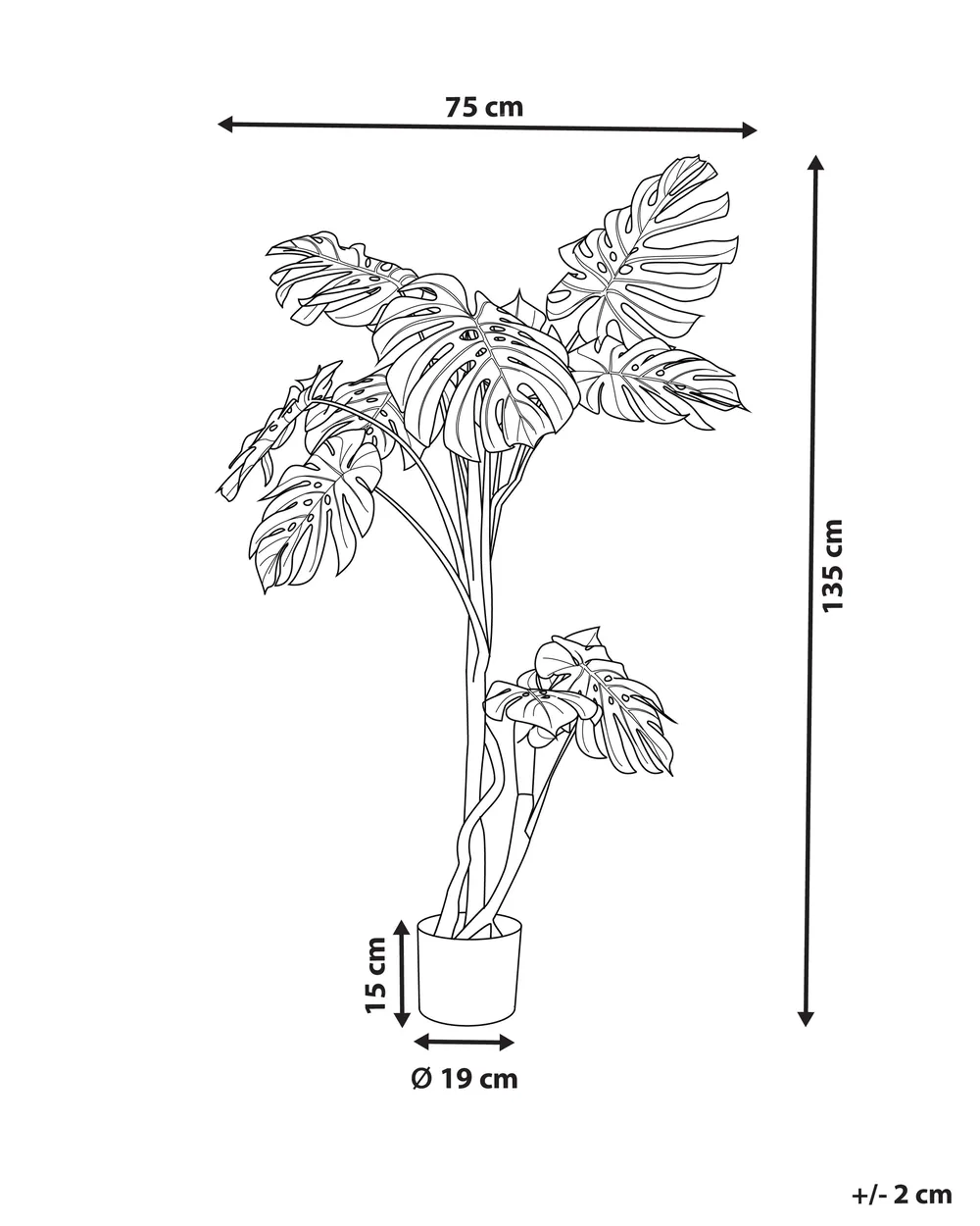 Sztuczna roślina MONSTERA PLANT 135 cm Zielony_917223